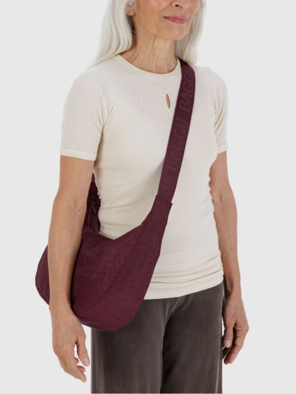 BAGGU x Urban Outfitters Medium Crescent Crossbody Shoulder Bag - Mahogany